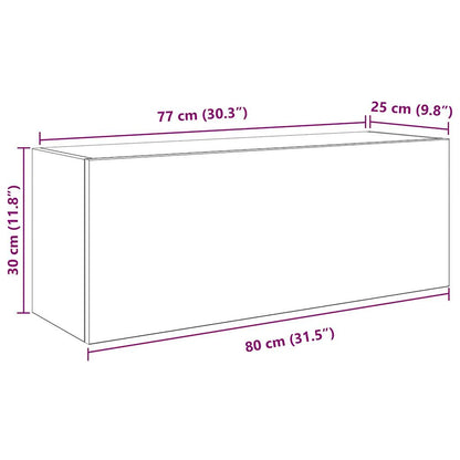 Badkamerwandkast 80x25x30 cm bewerkt hout oud houtkleurig