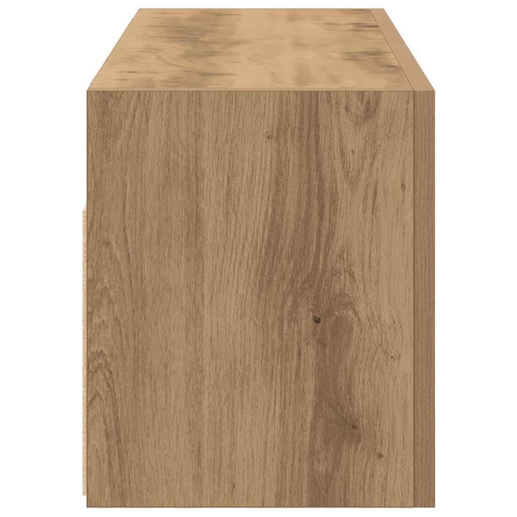 Badkamerwandkast Bewerkt Hout Artisanaal Eikenkleur 80 x 25 x 30 cm artisanaal eikenkleurig
