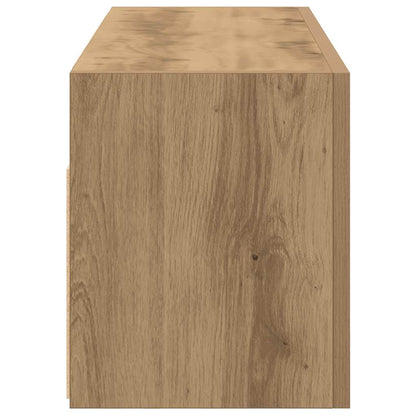 Badkamerwandkast Bewerkt Hout Artisanaal Eikenkleur 80 x 25 x 30 cm artisanaal eikenkleurig