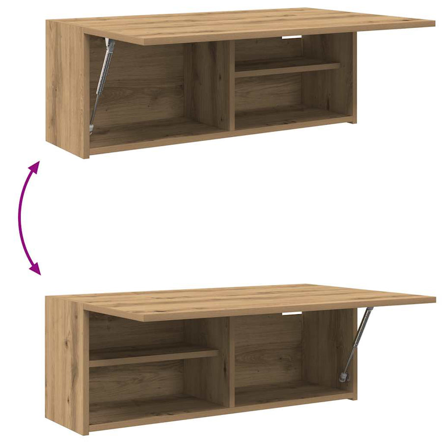 Badkamerwandkast Bewerkt Hout Artisanaal Eikenkleur 80 x 25 x 30 cm artisanaal eikenkleurig
