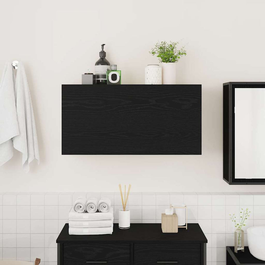 Badkamerwandkast 80x25x40 cm bewerkt hout zwart