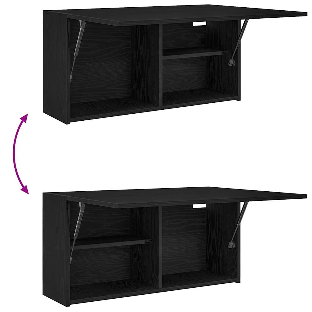 Badkamerwandkast 80x25x40 cm bewerkt hout zwart