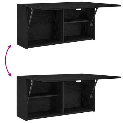 Badkamerwandkast 80x25x40 cm bewerkt hout zwart