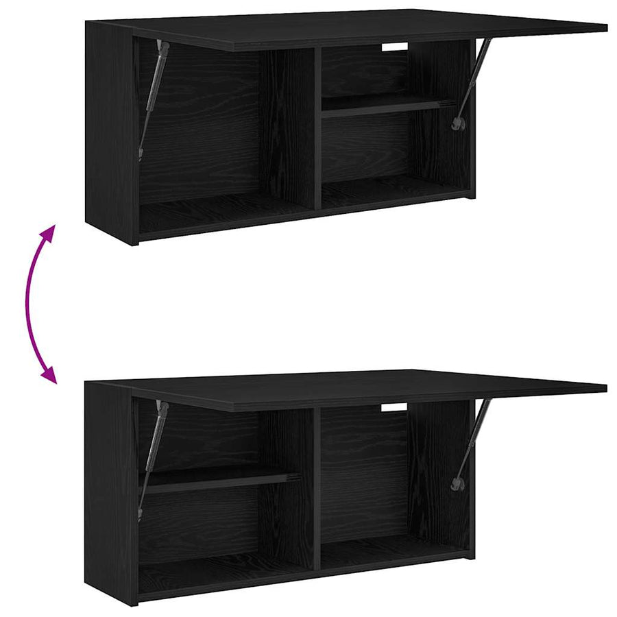 Badkamerwandkast 80x25x40 cm bewerkt hout zwart