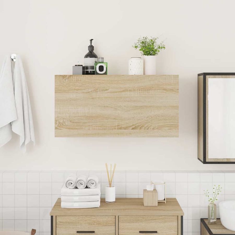Badkamerwandkast Bewerkt Hout Kleurig 80 x 25 x 40 cm Sonoma eiken