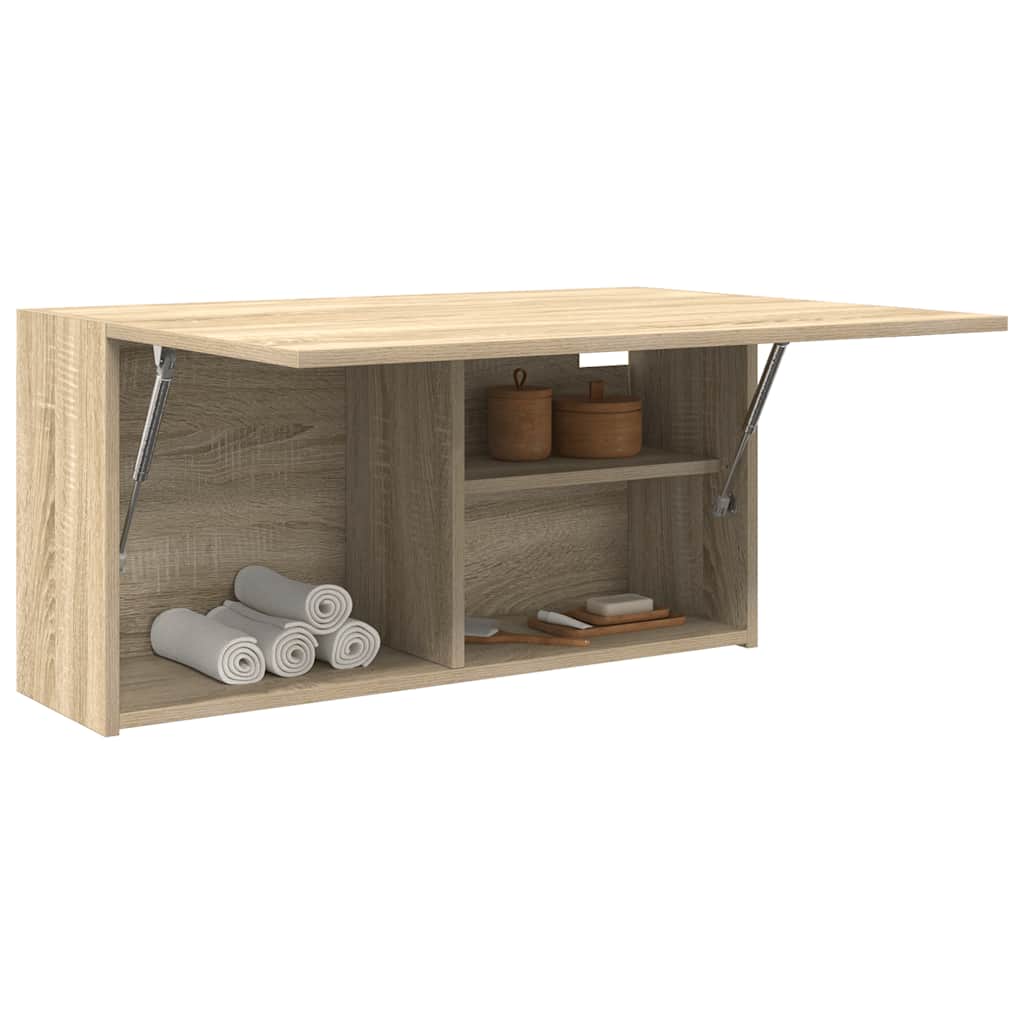 Badkamerwandkast Bewerkt Hout Kleurig 80 x 25 x 40 cm Sonoma eiken
