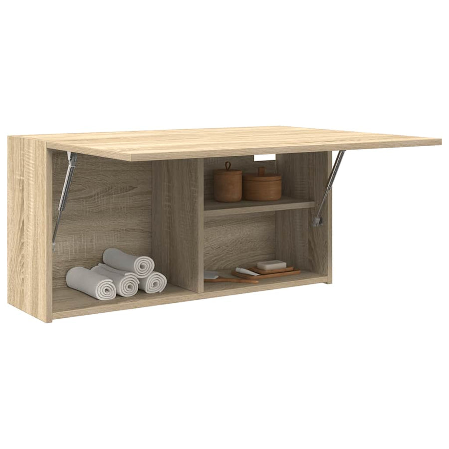 Badkamerwandkast Bewerkt Hout Kleurig 80 x 25 x 40 cm Sonoma eiken