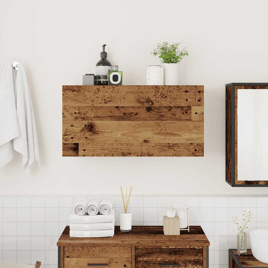 Badkamerwandkast 80x25x40 cm bewerkt hout oud houtkleurig