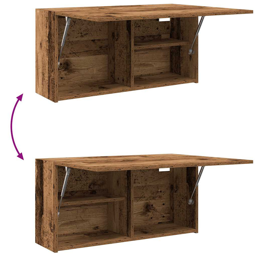 Badkamerwandkast 80x25x40 cm bewerkt hout oud houtkleurig