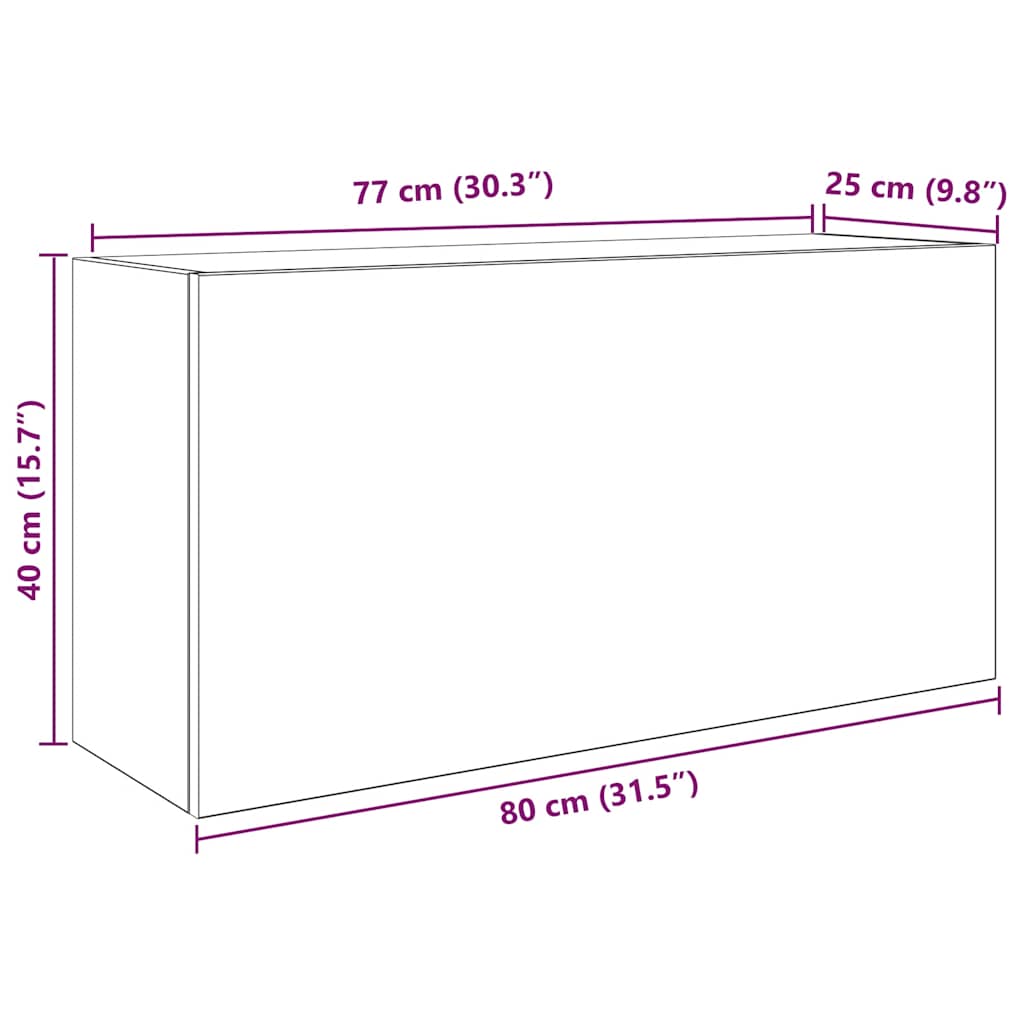 Badkamerwandkast 80x25x40 cm bewerkt hout oud houtkleurig