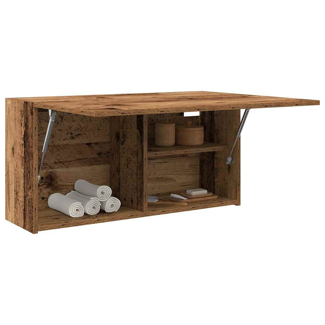 Badkamerwandkast 80x25x40 cm bewerkt hout oud houtkleurig