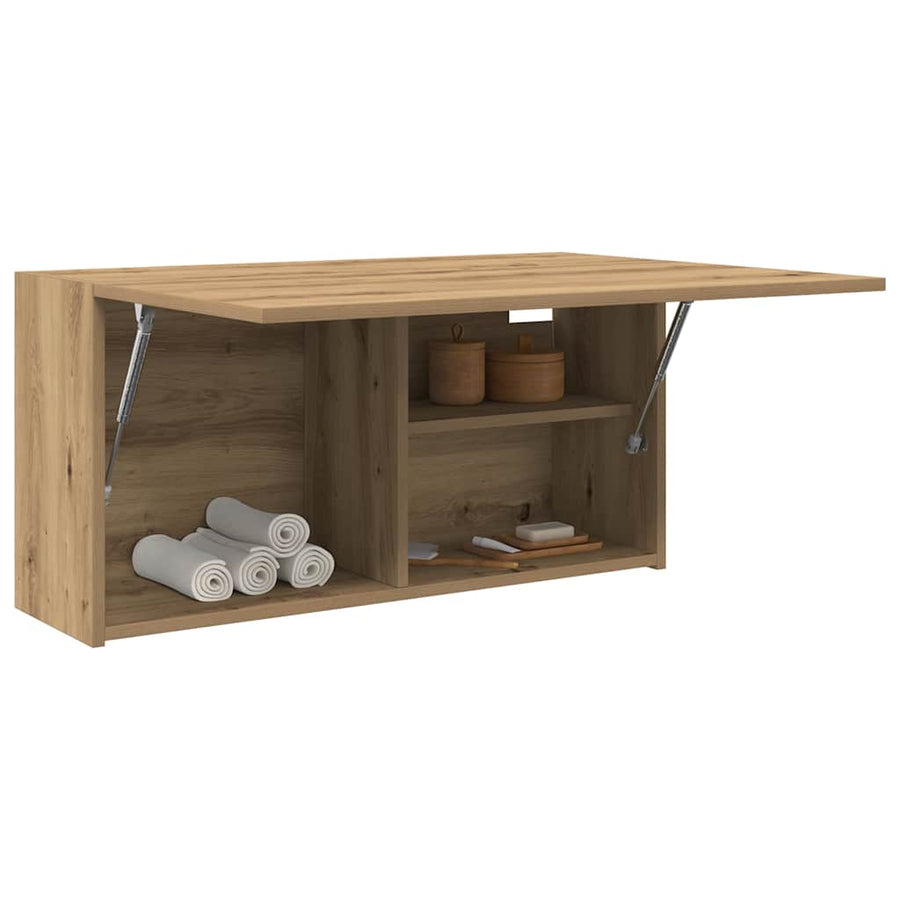 Badkamerwandkast Bewerkt Hout Artisanaal Eikenkleur 80 x 25 x 40 cm artisanaal eikenkleurig