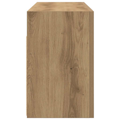 Badkamerwandkast Bewerkt Hout Artisanaal Eikenkleur 80 x 25 x 40 cm artisanaal eikenkleurig