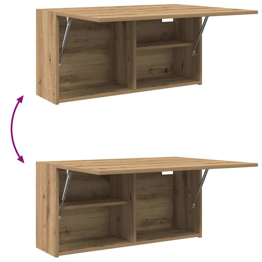 Badkamerwandkast Bewerkt Hout Artisanaal Eikenkleur 80 x 25 x 40 cm artisanaal eikenkleurig