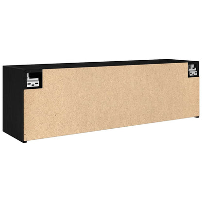 Badkamerwandkast 100x25x30 cm bewerkt hout zwart