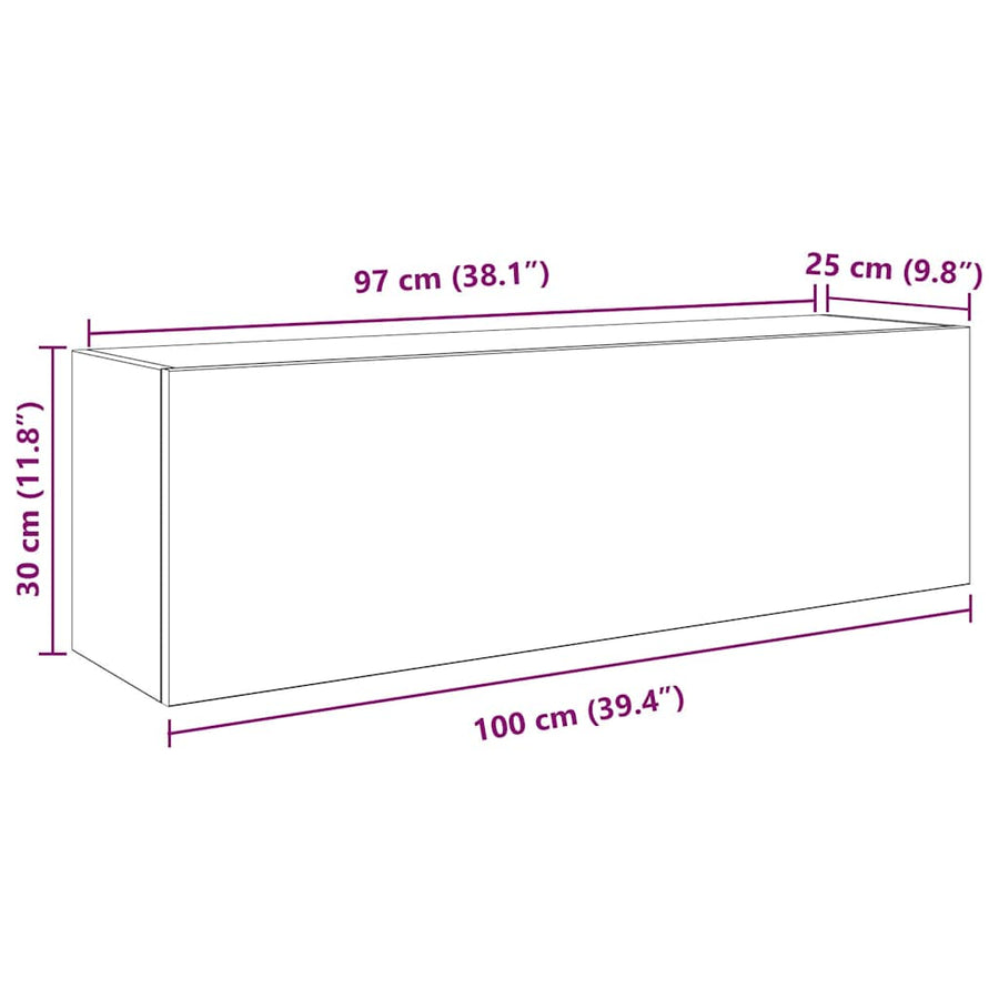 Badkamerwandkast 100x25x30 cm bewerkt hout zwart