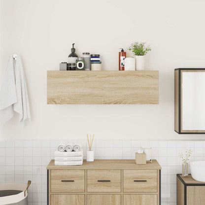 Badkamerwandkast 100x25x30 cm bewerkt hout sonoma eikenkleurig