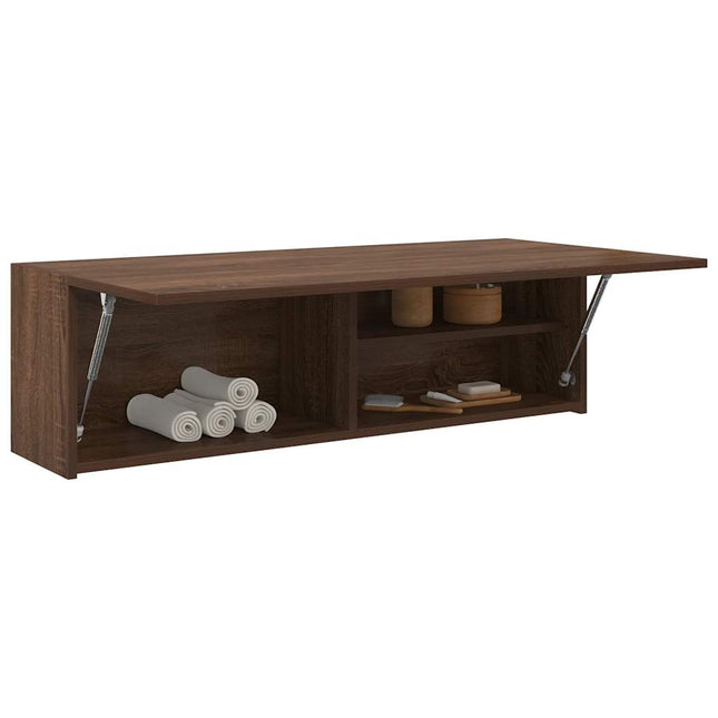 Badkamerwandkast 100x25x30 cm bewerkt hout bruin eikenkleur