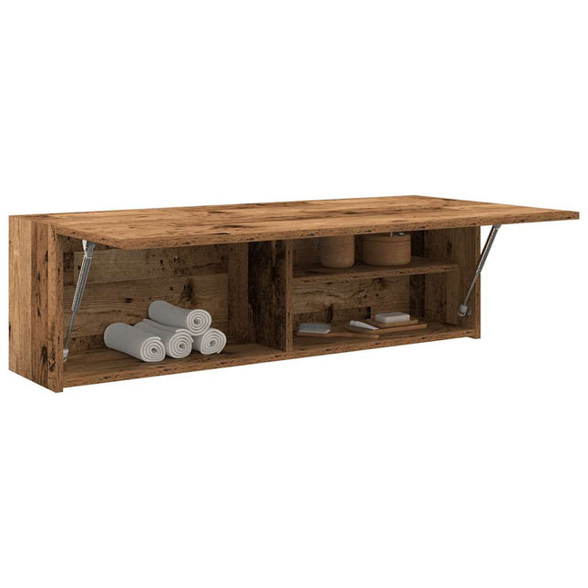 Badkamerwandkast 100x25x30 cm bewerkt hout oud houtkleurig