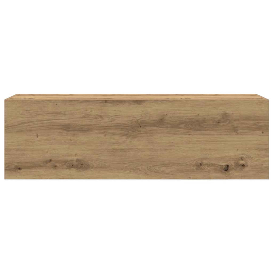Badkamerwandkast 100X25X30Cm Bewerkt Hout Artisanaal Eikenkleur 100 x 25 x 30 cm artisanaal eikenkleurig