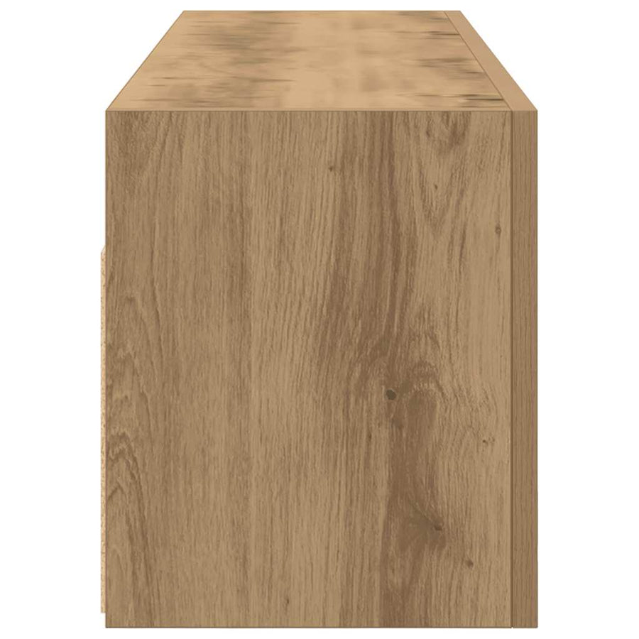 Badkamerwandkast 100X25X30Cm Bewerkt Hout Artisanaal Eikenkleur 100 x 25 x 30 cm artisanaal eikenkleurig