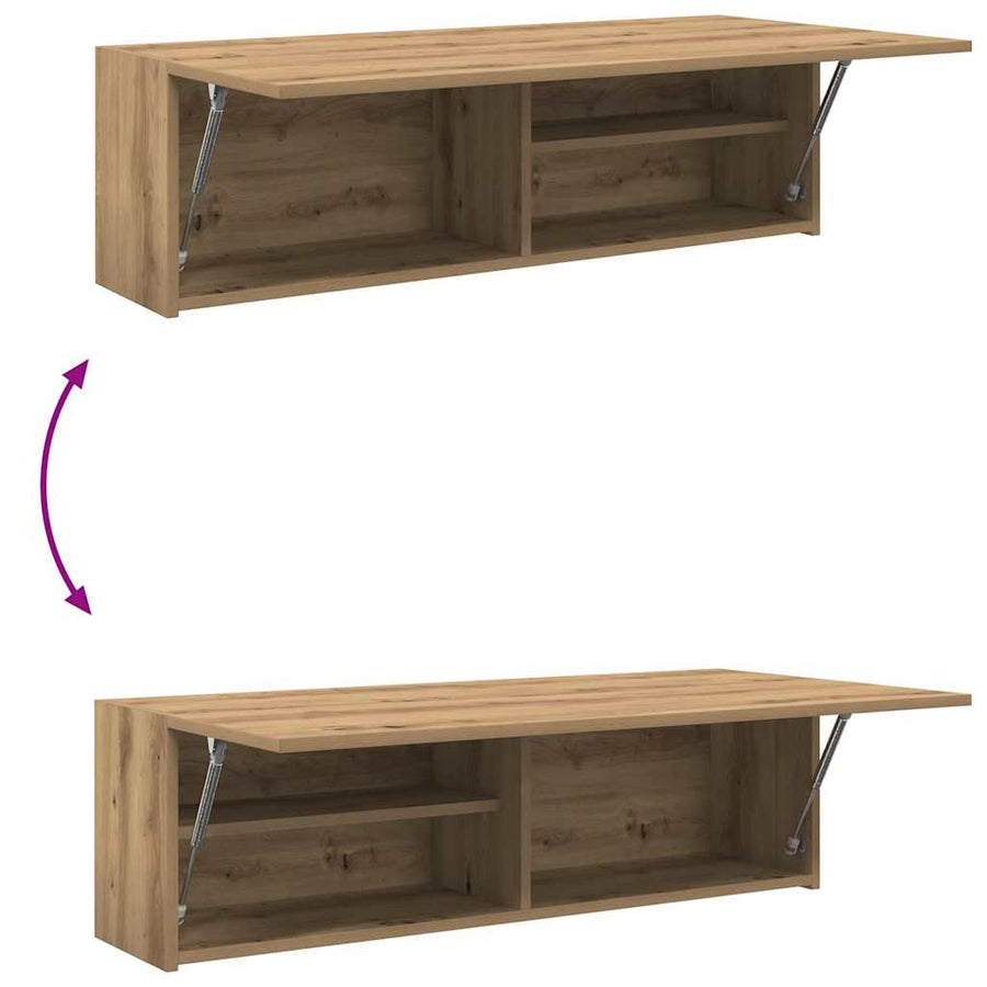 Badkamerwandkast 100X25X30Cm Bewerkt Hout Artisanaal Eikenkleur 100 x 25 x 30 cm artisanaal eikenkleurig
