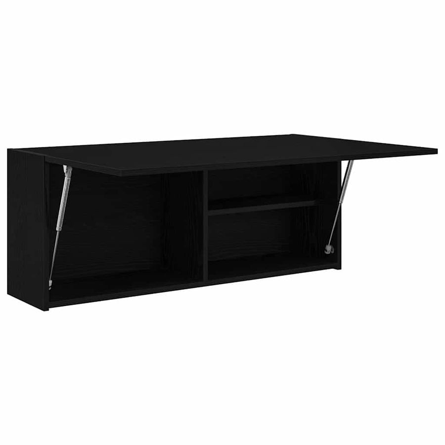 Badkamerwandkast 100x25x40 cm bewerkt hout zwart