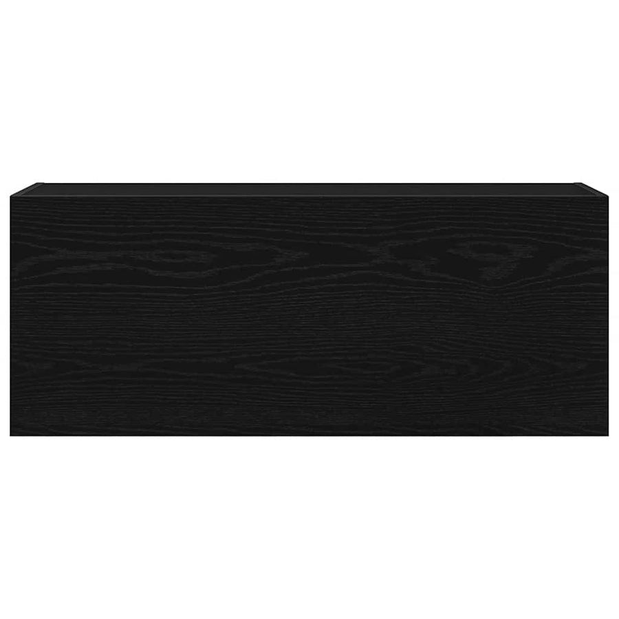 Badkamerwandkast 100x25x40 cm bewerkt hout zwart