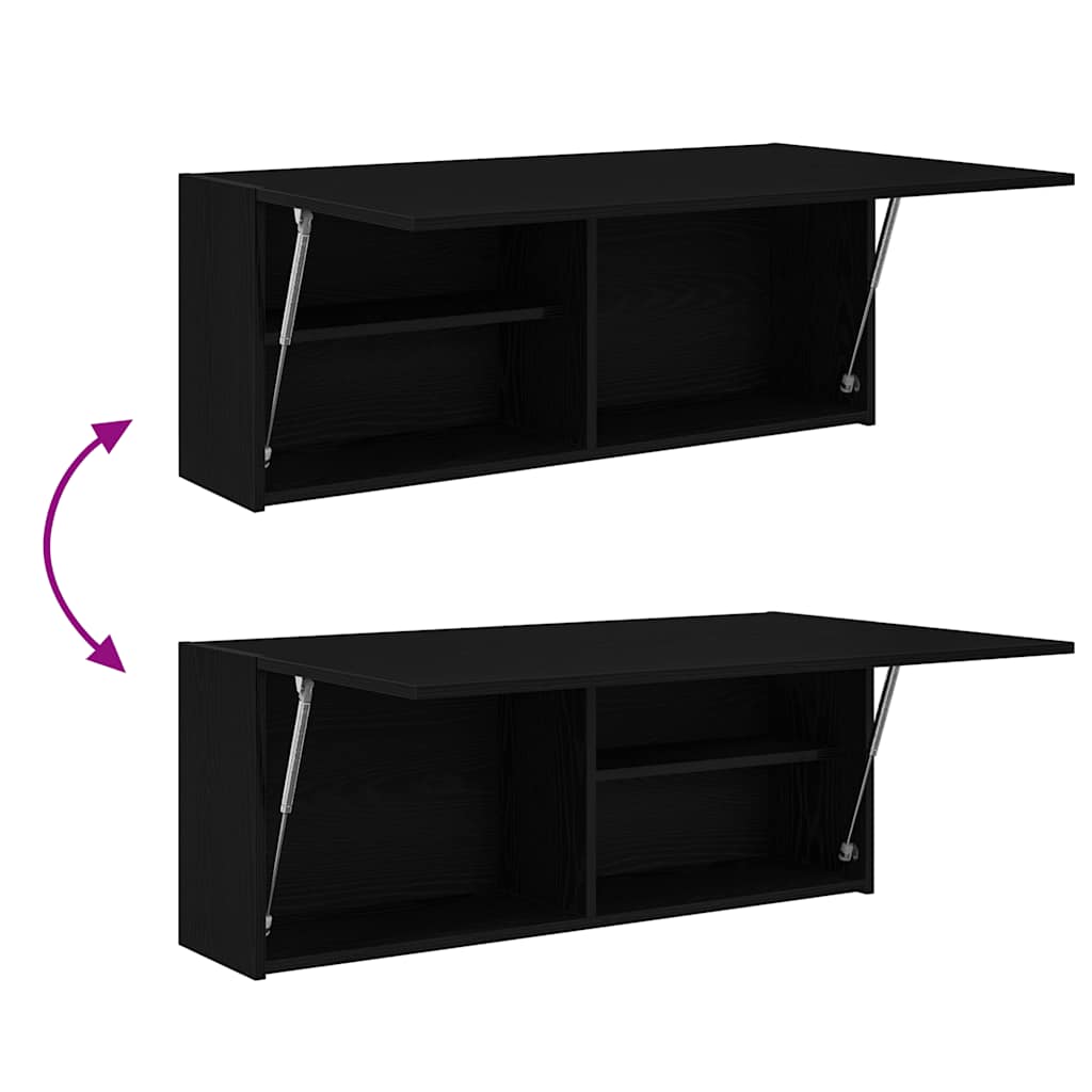 Badkamerwandkast 100x25x40 cm bewerkt hout zwart