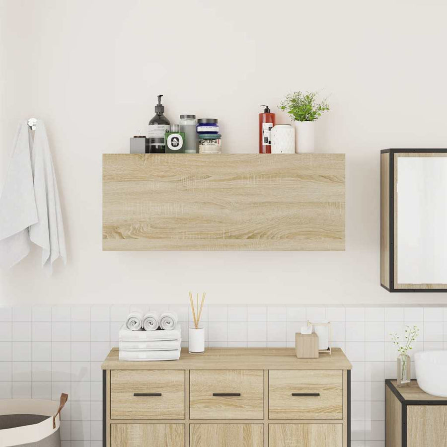 Badkamerwandkast 100x25x40 cm bewerkt hout sonoma eikenkleurig