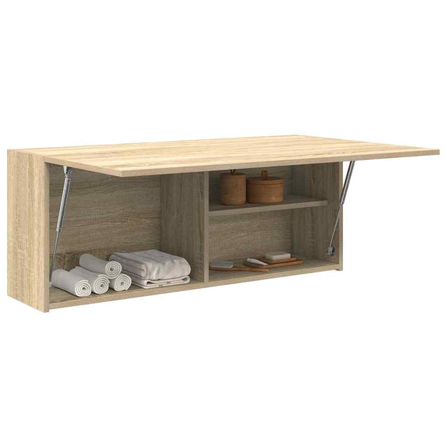 Badkamerwandkast 100x25x40 cm bewerkt hout sonoma eikenkleurig