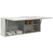 Bathroom wall cabinet 100x25x40 cm treated wood concrete grey