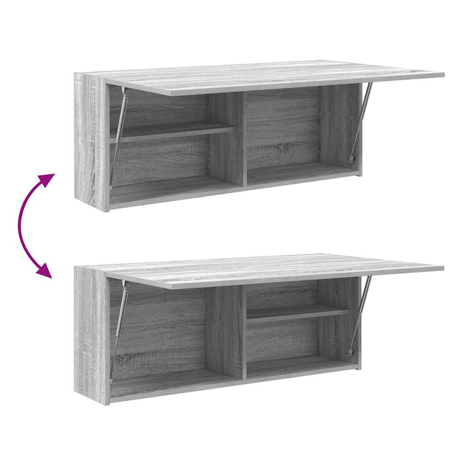 Badkamerwandkast 100x25x40 cm bewerkt hout grijs sonoma eiken