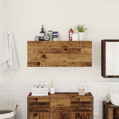 Badkamerwandkast 100x25x40 cm bewerkt hout oud houtkleurig