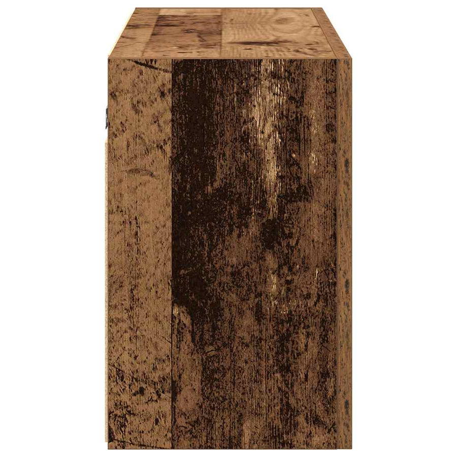 Badkamerwandkast 100x25x40 cm bewerkt hout oud houtkleurig