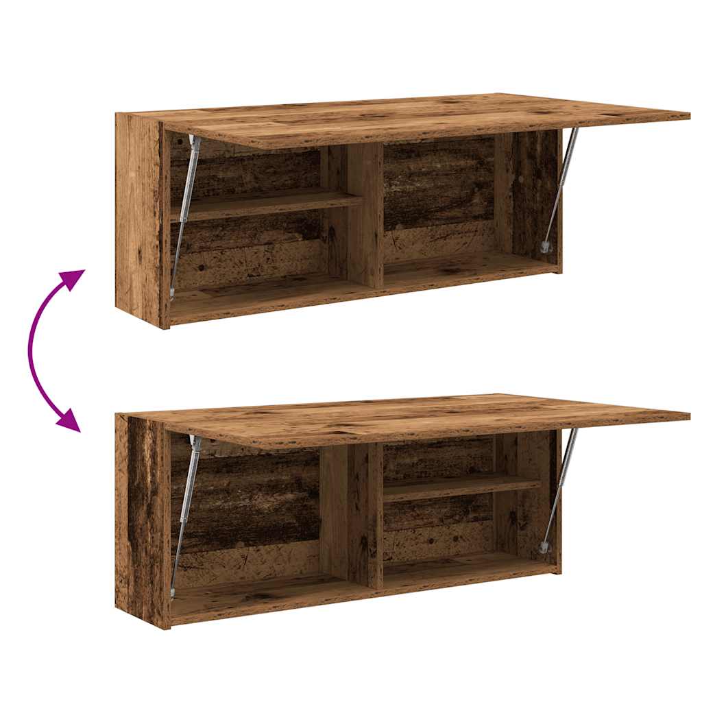Badkamerwandkast 100x25x40 cm bewerkt hout oud houtkleurig