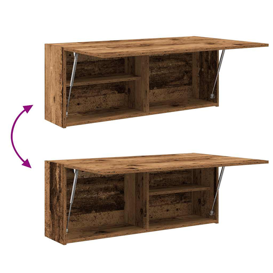 Badkamerwandkast 100x25x40 cm bewerkt hout oud houtkleurig