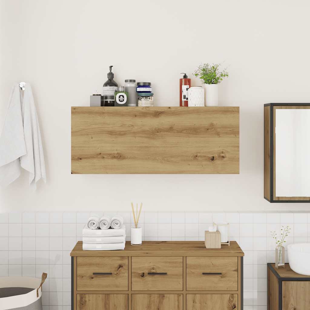 Badkamerwandkast 100X25X40Cm Bewerkt Hout Artisanaal Eikenkleur 100 x 25 x 40 cm artisanaal eikenkleurig