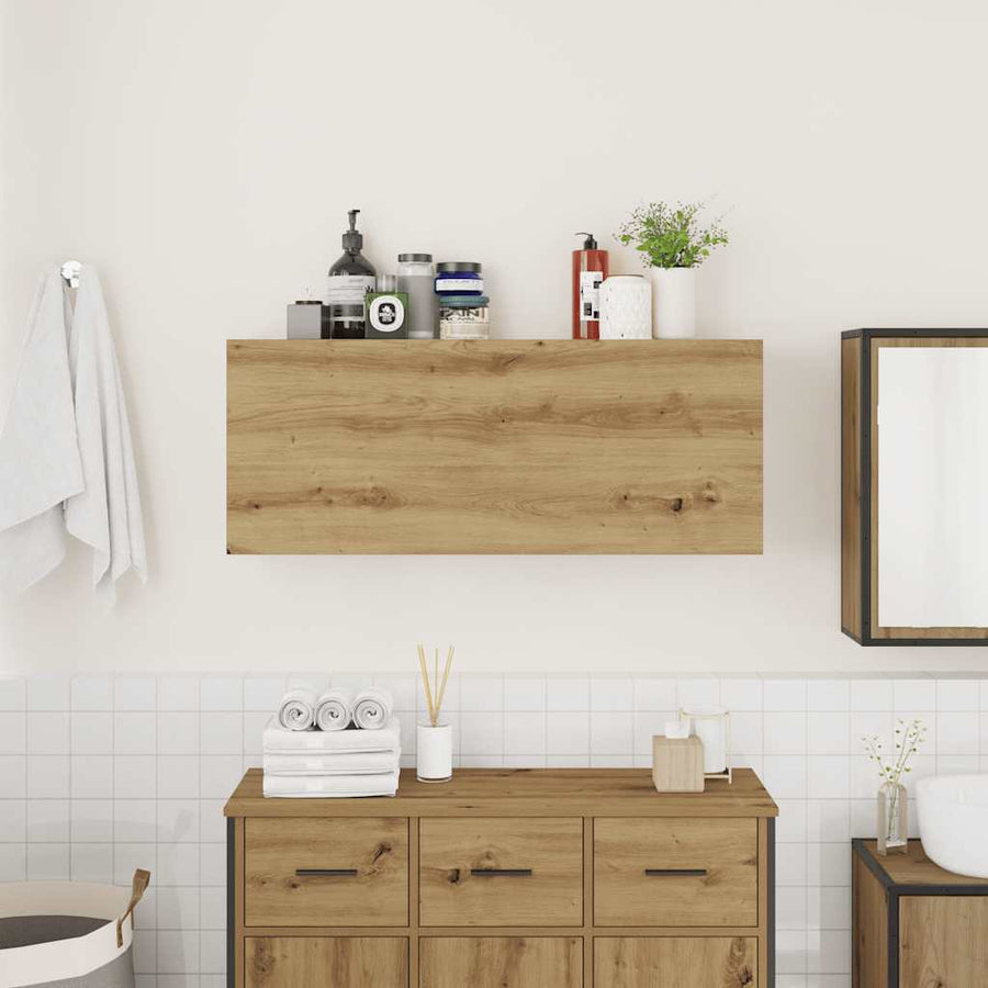 Badkamerwandkast 100X25X40Cm Bewerkt Hout Artisanaal Eikenkleur 100 x 25 x 40 cm artisanaal eikenkleurig