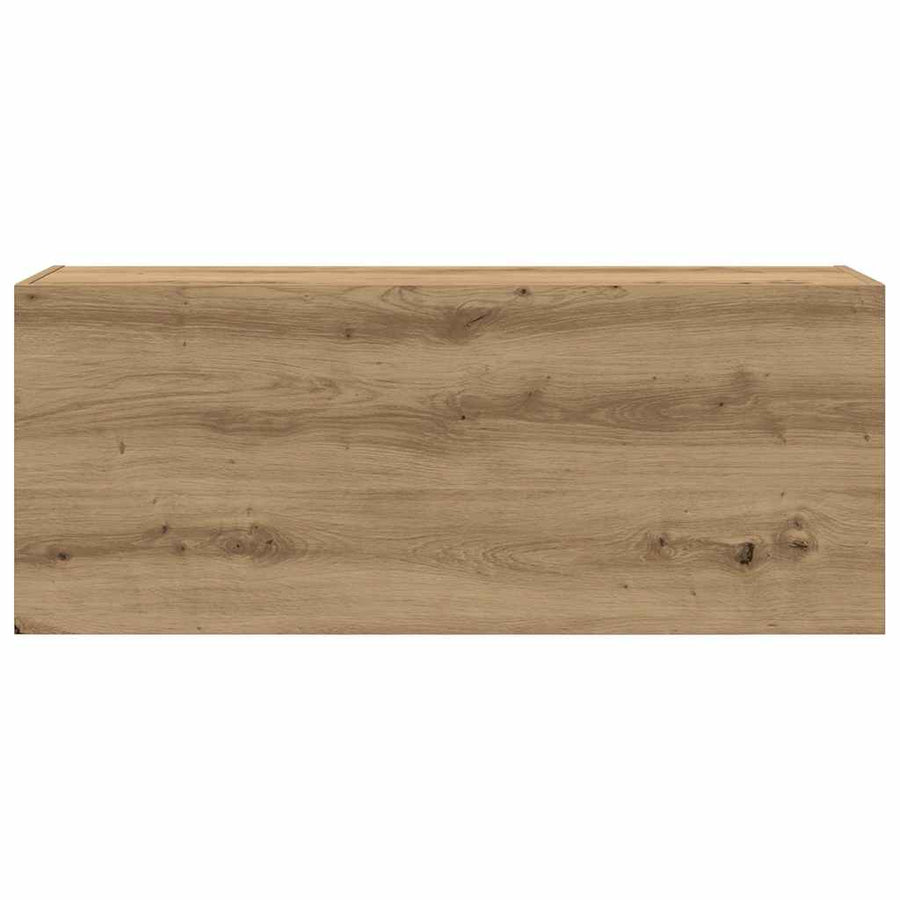 Badkamerwandkast 100X25X40Cm Bewerkt Hout Artisanaal Eikenkleur 100 x 25 x 40 cm artisanaal eikenkleurig