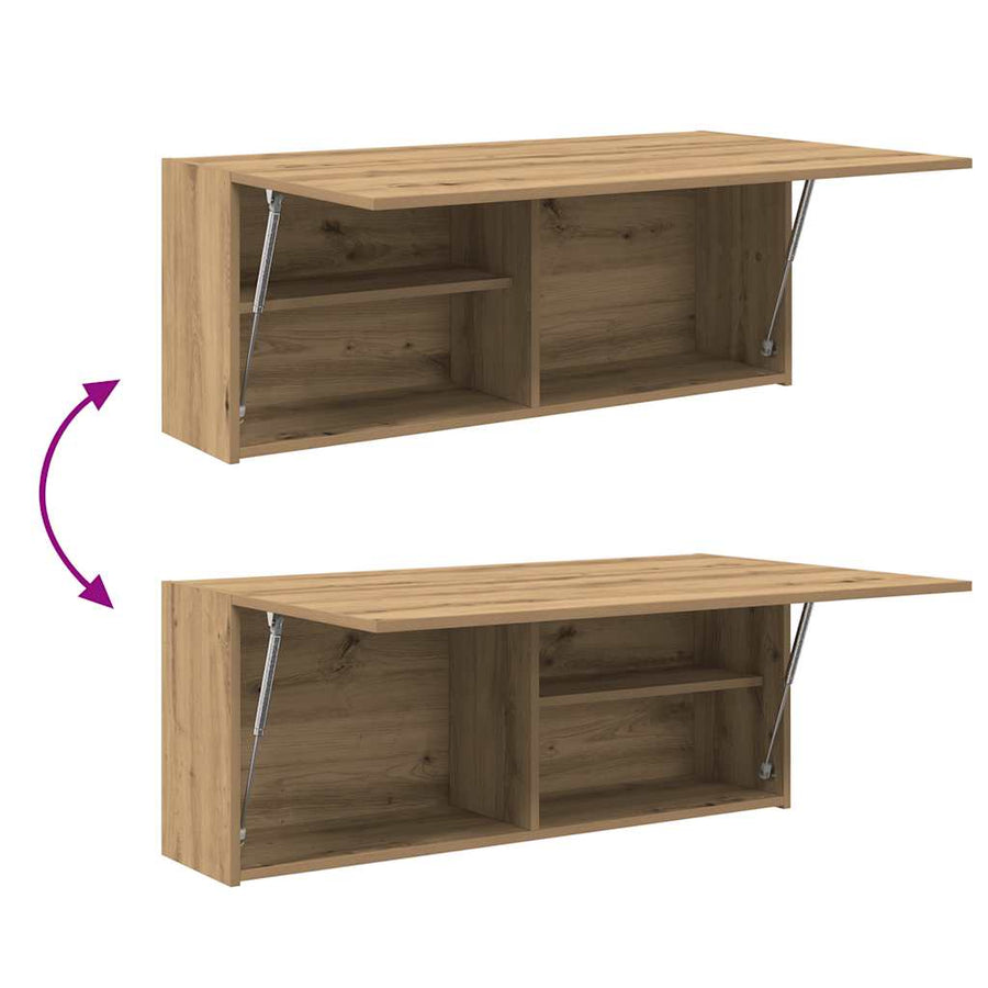 Badkamerwandkast 100X25X40Cm Bewerkt Hout Artisanaal Eikenkleur 100 x 25 x 40 cm artisanaal eikenkleurig