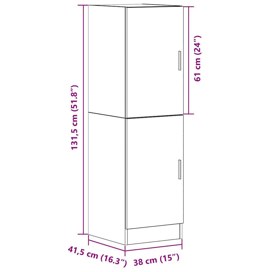 Keukenkast 38x41,5x131,5 cm bewerkt hout zwart