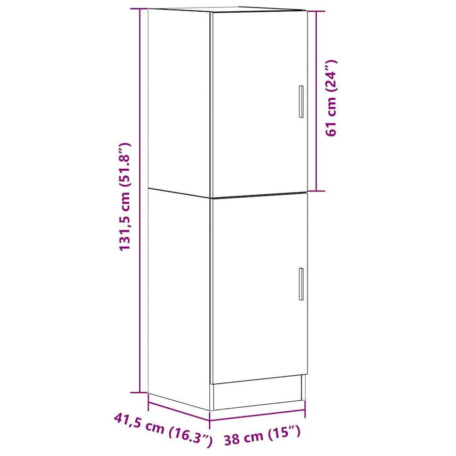 Keukenkast 38x41,5x131,5 cm bewerkt hout sonoma eikenkleurig