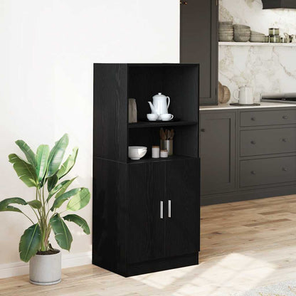 Keukenkast 57x41,5x131,5 cm bewerkt hout zwart