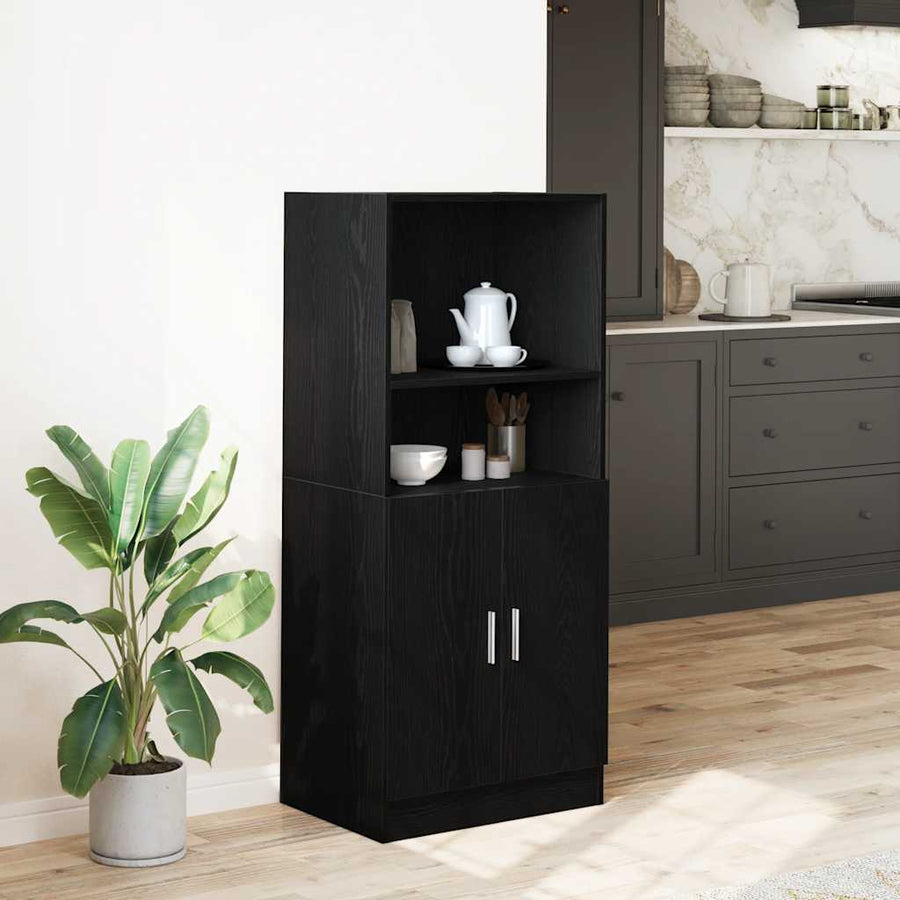 Keukenkast 57x41,5x131,5 cm bewerkt hout zwart