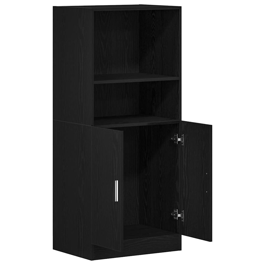 Keukenkast 57x41,5x131,5 cm bewerkt hout zwart