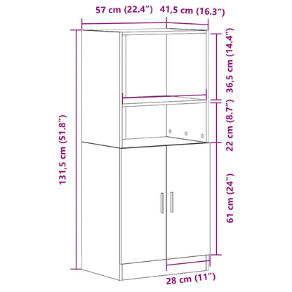Keukenkast 57x41,5x131,5 cm bewerkt hout zwart