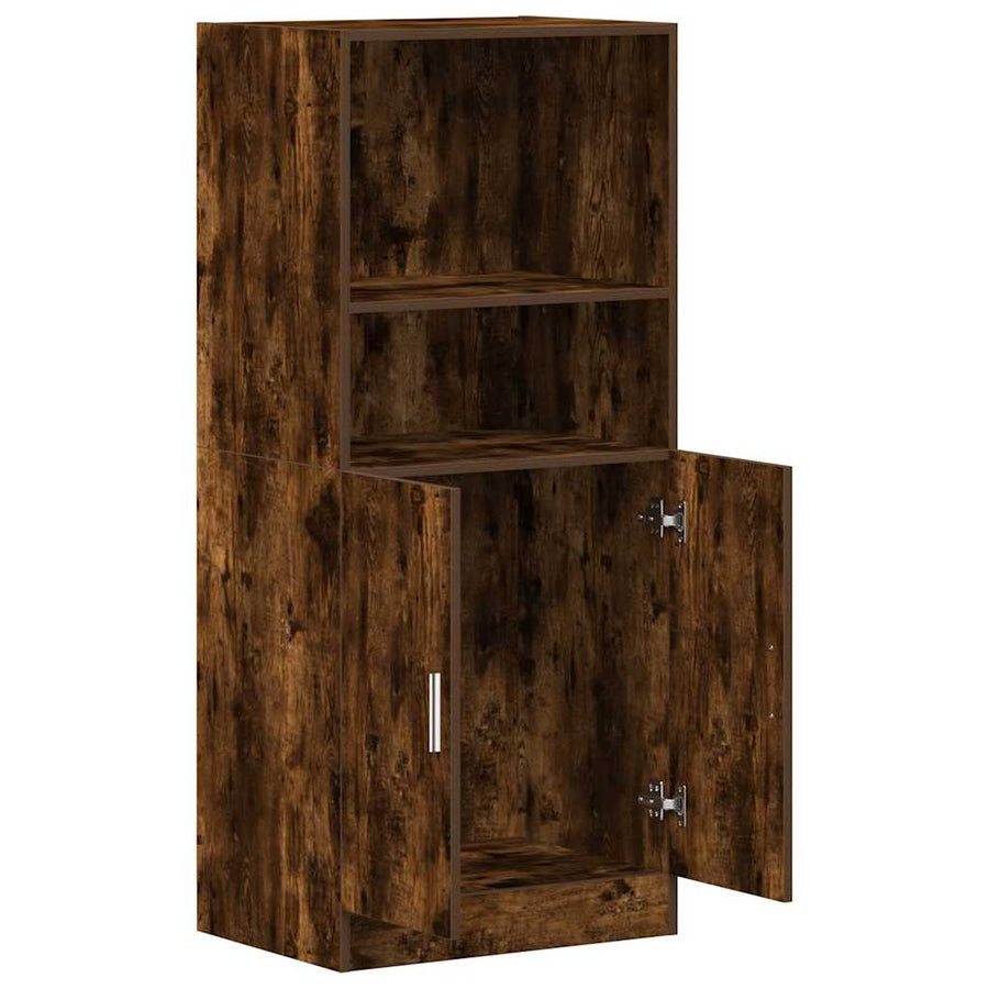 Keukenkast 57x41,5x131,5 cm bewerkt hout gerookt eikenkleurig