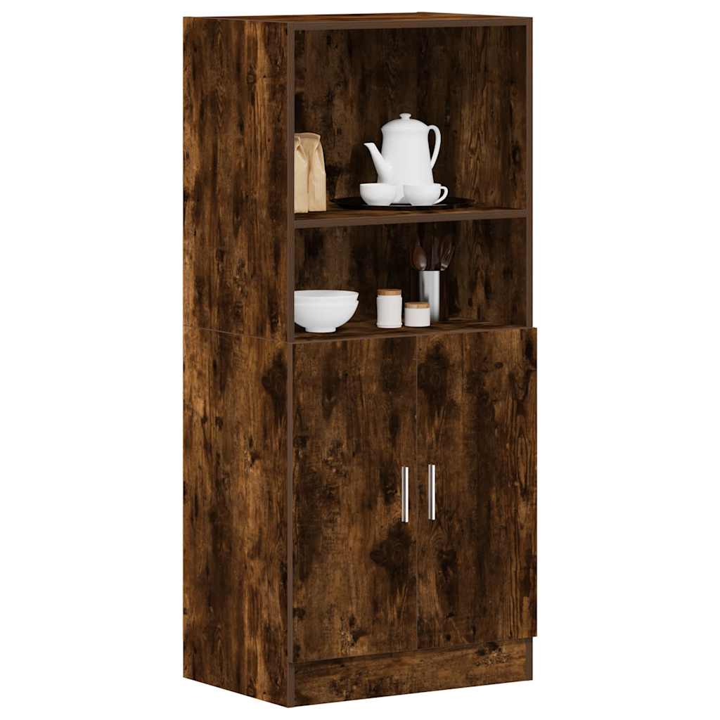 Keukenkast 57x41,5x131,5 cm bewerkt hout gerookt eikenkleurig