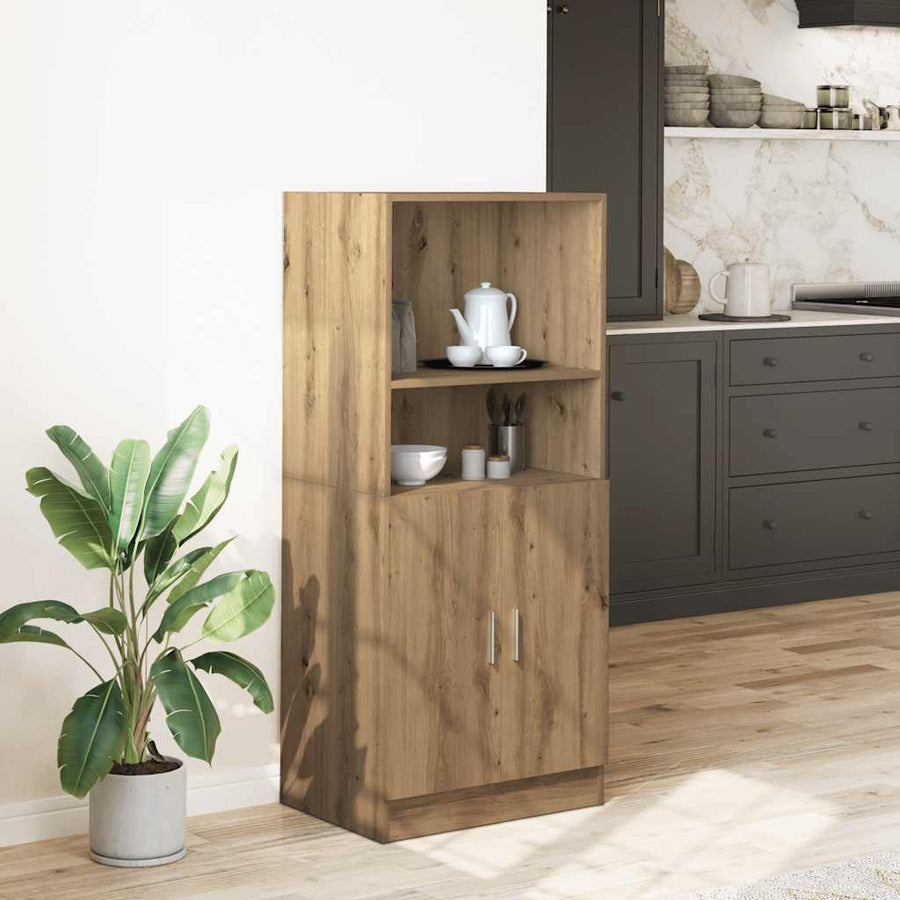 Keukenkast 57x41,5x131,5 cm bewerkt hout artisanaal eiken